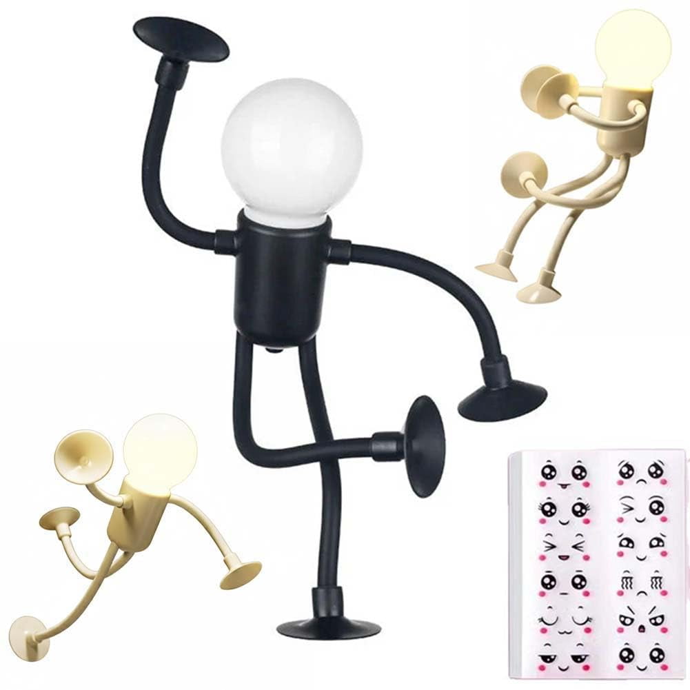 Funny Sportsman Night Light Changeable Shape, Bendable Suction Cup Table Desk Lamp for Home Decor, DIY Lights for Bedroom, Bathroom, Corridor, Kitchen, Christmas Gift Ideas(People-Black)