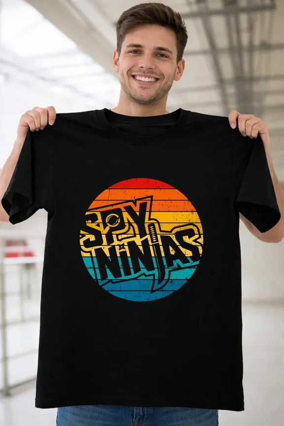 Funny Spy Ninjas Sunset Retro Vintage YouTuber Graphic T-Shirt V13833Plus Size S–5XL Available