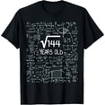thumbnail image 1 of Funny Square Root 144 Math Design 12th Birthday Unisex Cotton Graphic T-Shirt, 1 of 6