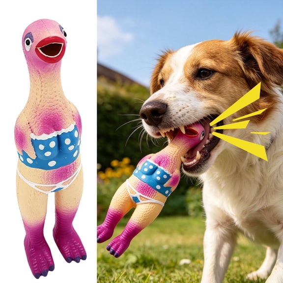 Funny Squeaky Latex Chicken Dog Toy, Durable Squeaking Chew Toy for Dogs, Interactive Rubber Chicken Toy for Teeth Cleaning, Reducing Boredom & Playtime