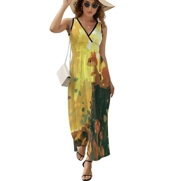 Funny Squirrel Art Sleeveless Dress Women's Summer Suit Dresses for Women 2025 Luxury Party Dress
