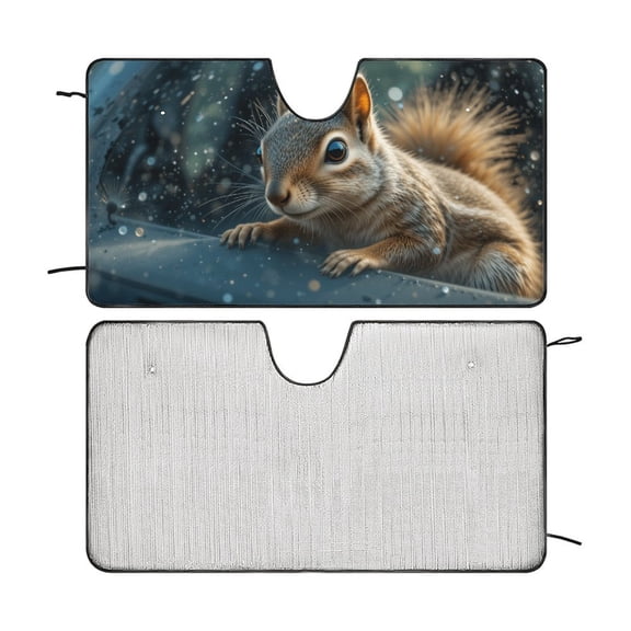 Funny Squirrel Car Windshield Sun Shade Fold-able Sunshade Front Window Cover Sun Visor Protector Accessories for Truck SUV 51"x28"