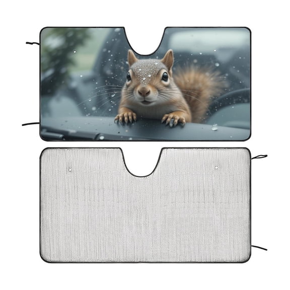Funny Squirrel Front Windshield Sun Shade,Auto Sunshade for Car Truck SUV - Blocks UV Rays Sun Visor Protector 51"x28"