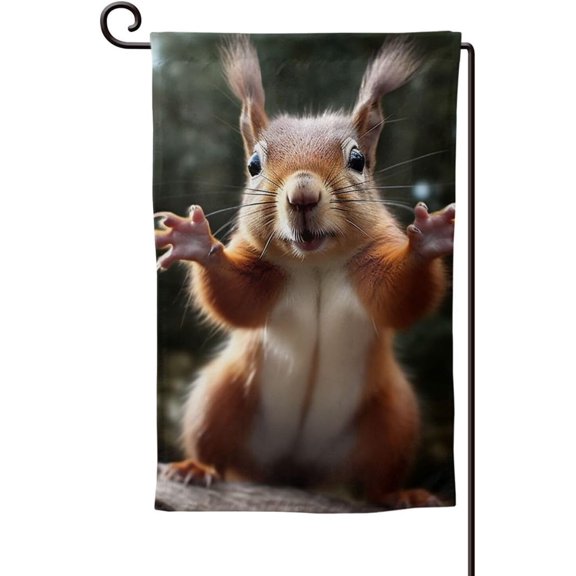 Funny Squirrel Garden Flag 12x18 Inch Double Sided Colorful Welcome House Flag for Patio Lawn Home Outdoor Decor
