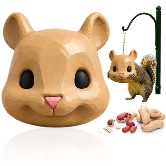 Funny Squirrel‑Head Hanging Bird Feeder, Animal Face Shaped Outdoor Garden Hanging Feeder, Decorative Backyard Bird Feeding Station for Wild Birds