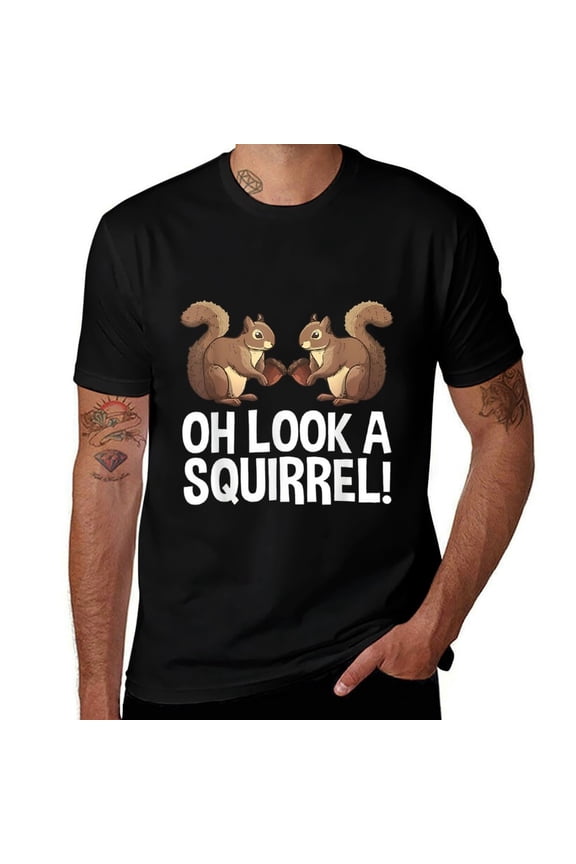 Funny Squirrel Mens T Shirts Cotton Short Sleeve T-Shirt Crew Neck Tees Casual Shirt