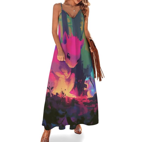 Funny Squirrel Sleeveless Dress Woman Fashion Long Dresses Women's Summer Suit Dress Summer 2025 Women