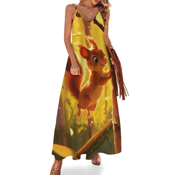 Funny Squirrel Sleeveless Dress Woman Fashion Long Dresses Women's Summer Suit Dress Summer 2025 Women