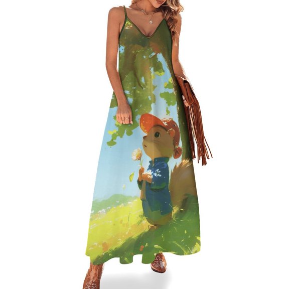 Funny Squirrel Sleeveless Dress Woman Fashion Long Dresses Women's Summer Suit Dress Summer 2025 Women
