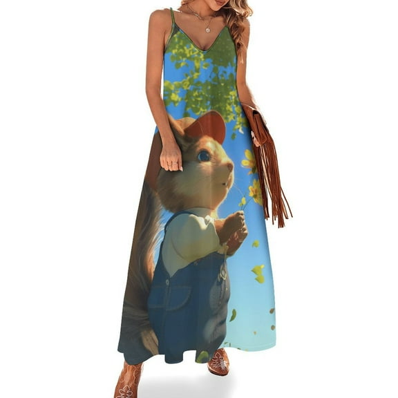 Funny Squirrel Sleeveless Dress for Women Clothing Female Women's Summer Skirt