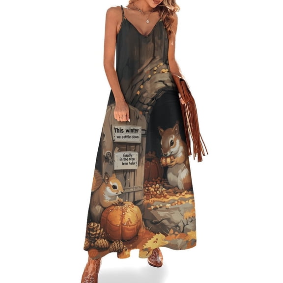 Funny Squirrel Sleeveless Dress for Women Clothing Female Women's Summer Skirt
