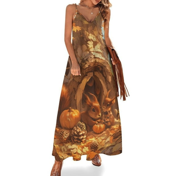 Funny Squirrel Sleeveless Dress for Women Clothing Female Women's Summer Skirt