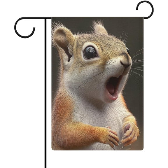 Funny Squirrel Welcome Garden Flag, 12 x 18 Inch, Double Sided Animal Print, Farmhouse Rustic Outdoor House Flag for Garden and Yard Decorations