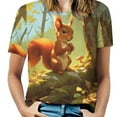 thumbnail image 1 of Funny Squirrel Womens Tops Women's Fashion Casual Short Sleeve Flower Print Round Neck Pullover Top Blouse, 1 of 6