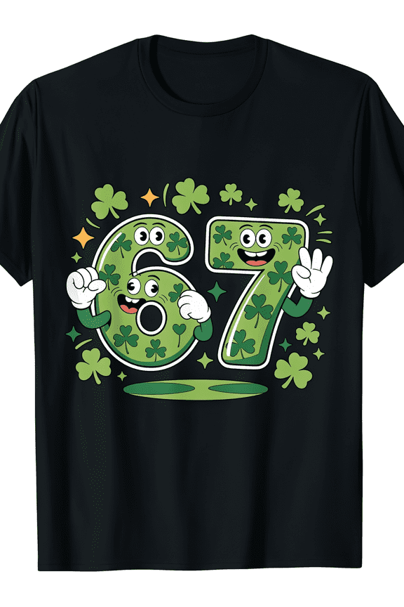 Funny St Patrick Meme 67 6 7 For Men Women Kids Lucky 6 7 St Patrick's Day Shirt Funny Irish Meme Tee T-Shirt