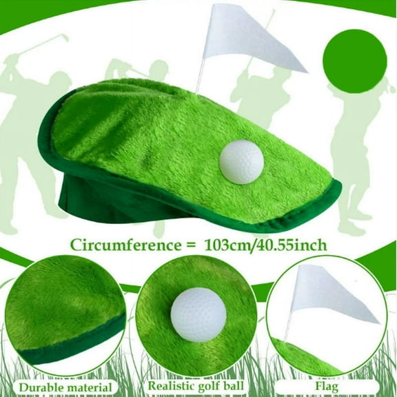 Funny St. Patrick's Day Beret Hat - Green Costume Hat with White Flag & Grass Effect - Unisex One Size Fits Most Adults - Party Costume Accessory