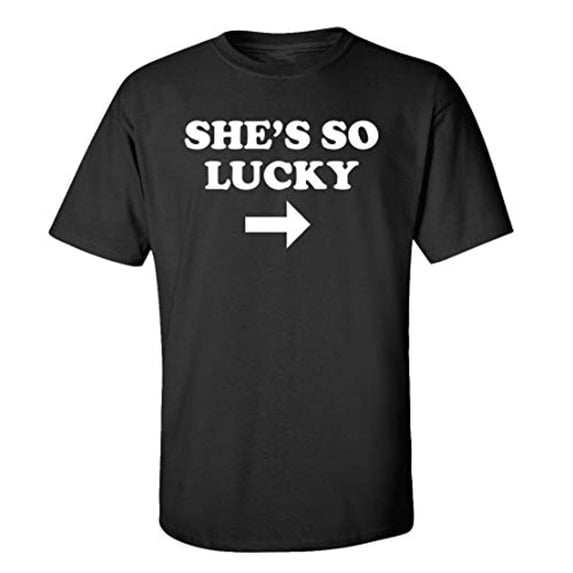 Funny St. Patrick's Day She's So Lucky Adult Short Sleeve T-Shirt-Black-Small