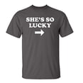 thumbnail image 1 of Funny St. Patrick's Day She's So Lucky Adult Short Sleeve T-Shirt-Charcoal-Medium, 1 of 4