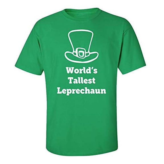 Funny St. Patrick's Day World's Tallest Leprechaun Adult Short Sleeve T-Shirt-Green-6XL