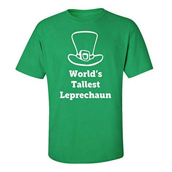 Funny St. Patrick's Day World's Tallest Leprechaun Adult Short Sleeve T-Shirt-Green-6XL