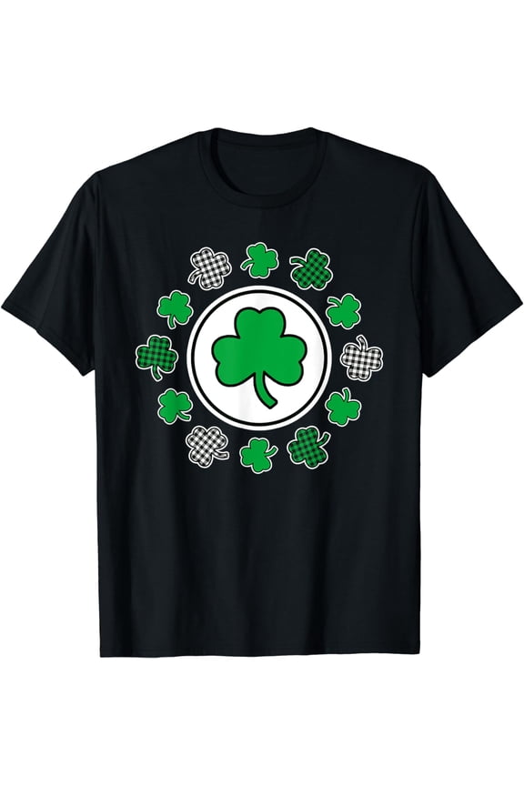 Funny St Patricks Day Irish Shamrock Plaid Pattern T-Shirt