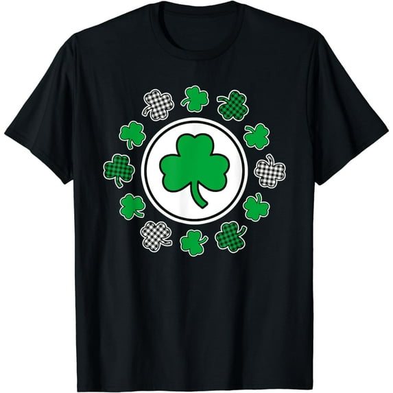 Funny St Patricks Day Irish Shamrock Plaid Pattern T-Shirt