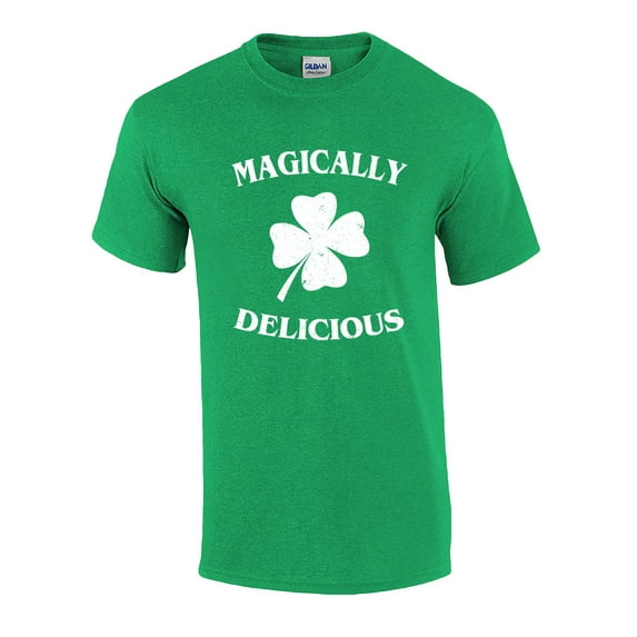 Funny St Patricks Day Magically Delicious Graphic Holiday Short Sleeve T-shirt-5Xl Irish Green