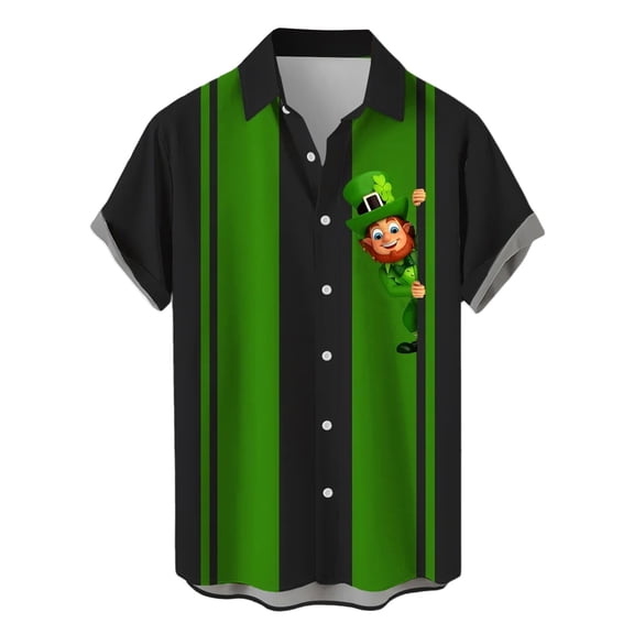 Funny St Patricks Day Shirt Hawaiian Shirts Short Sleeve Button Up Irish Clover Polo Shirts Tshirt Aloha Floral Shirts Trendy Party Tops