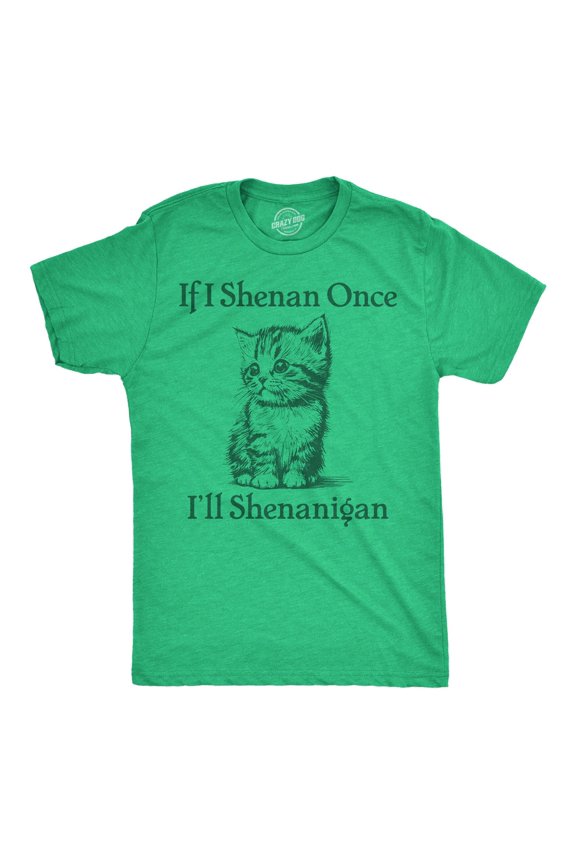 Funny St Patricks Day Shirt Shenanigan Cat Clover Tee