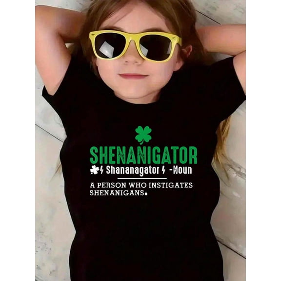 Funny St Patricks Day Shirt Shenanigator Shenanigans Outfit Kids T-Shirt Graphic T-shirts for boys and girls