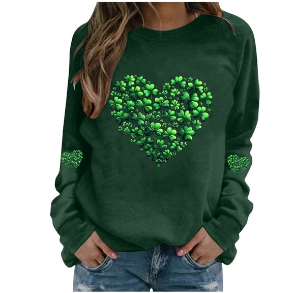 Funny St Patricks Day Shirt Women Shamrock Crewneck Sweatshirt Long Sleeve Casual Pullover Saint Patricks Day Shirt Green Going Out Tops for Women