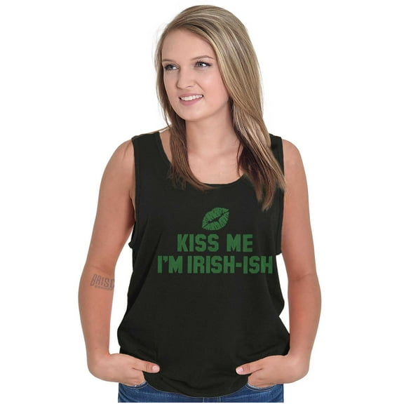 Funny St Patricks Kiss Me Not Irish Womens Plus Size Graphic Tank Top Brisco Brands 2X