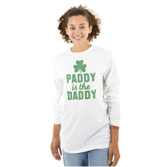 Funny St Patricks Paddy is the Daddy Women Plus Size Long Sleeve Graphic Tee Brisco Brands 3X