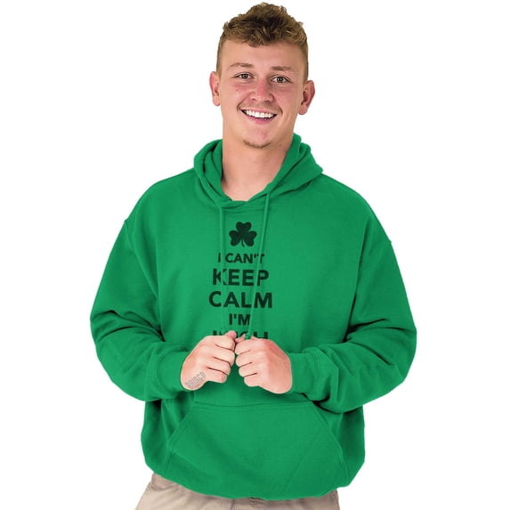 Funny St Pattys Keep Calm I'm Irish Hoodie Sweatshirt Women Men Brisco Brands S