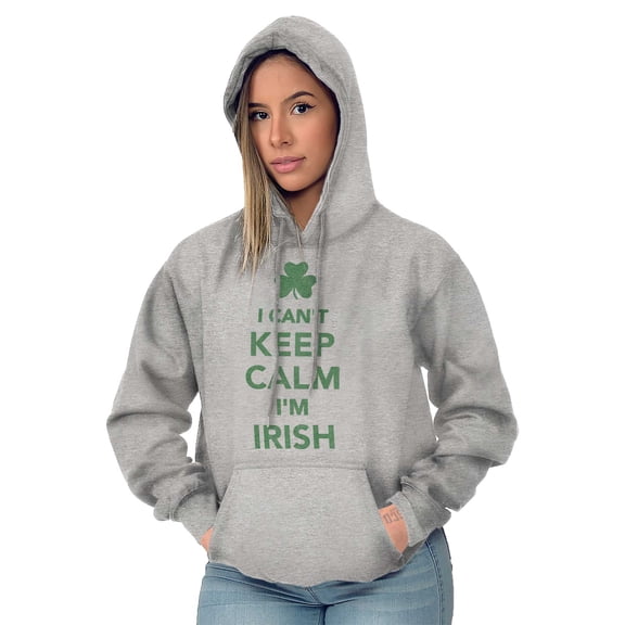 Funny St Pattys Keep Calm I'm Irish Hoodie Sweatshirt Women Men Brisco Brands S