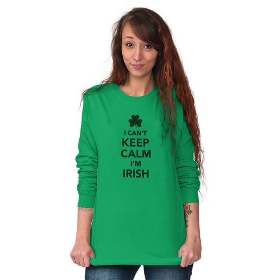 Funny St Pattys Keep Calm I'm Irish Long Sleeve TShirt Men Women Brisco Brands 3X