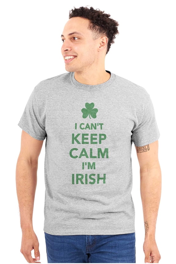 Funny St Pattys Keep Calm I'm Irish Men's Graphic T Shirt Tees Brisco Brands S