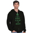 thumbnail image 1 of Funny St Pattys Keep Calm I'm Irish Unisex Fleece Graphic Zip Up Hoodie Brisco Brands 3X, 1 of 3