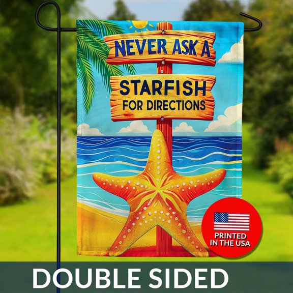 Funny Starfish Beach Flag Double Sided Tropical Humor 1