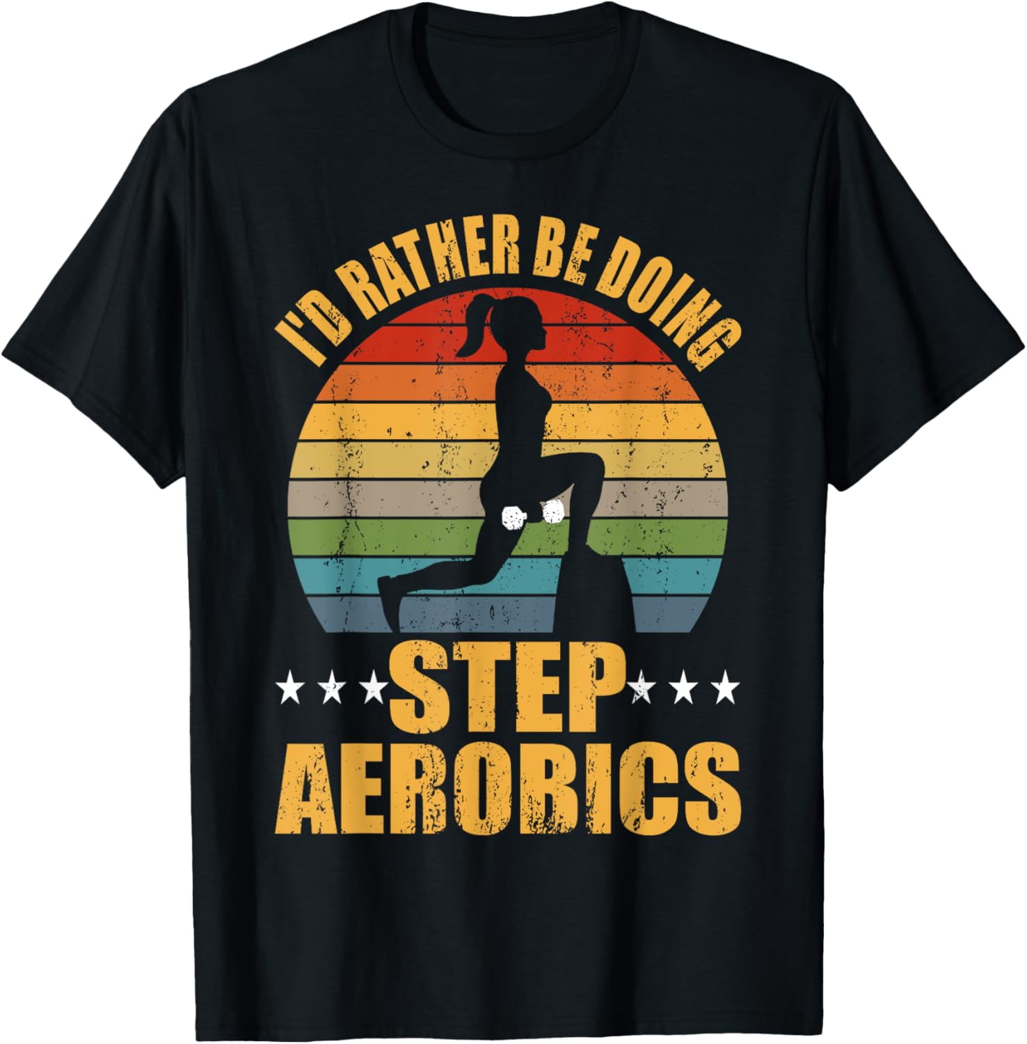 T-shirt Vintage Step Aerobics - Cadeau Drôle Pour Homme/femme - Cotton Noir