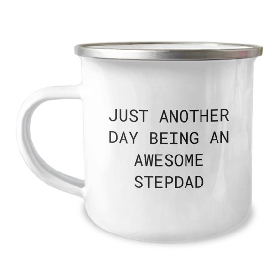 Funny Stepdad Gifts, Just Another Day Being An Awesome Stepdad Camping Mug, Birthday Presents for Stepdad, Gifts from Friends, Gifts for Stepdad, Perfect Camping Mug