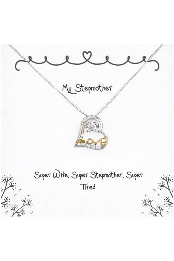 Funny Stepmother Gifts, Super Wife. Super Stepmother, Epic Birthday Love Dancing Necklace Gifts For Mom From Son Daughter, Love necklace, Gift for stepmother, Necklace for stepmother, Stepmother love