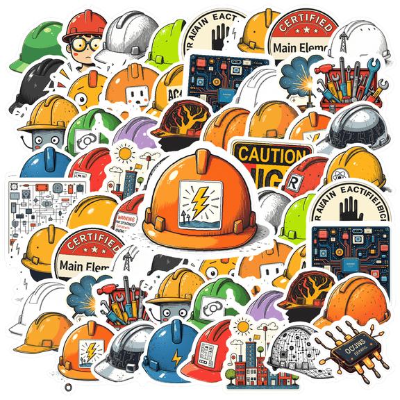 Funny Stickers Safety Helmet Waterproof Graffiti Construction Stickers PVC Helmets Stickers for Suitcase Laptop Phone