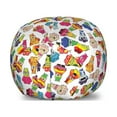 thumbnail image 1 of Funny Storage Toy Bag Chair, Playful Friendly Monsters Cartoon Characters with Funny Expressions, Stuffed Animal Organizer Washable Bag, Large Size, Multicolor, by Ambesonne, 1 of 3
