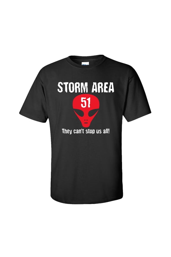 Funny Storm Area 51 Can't Stop Us All Adult Short Sleeve T-Shirt-Black-Small