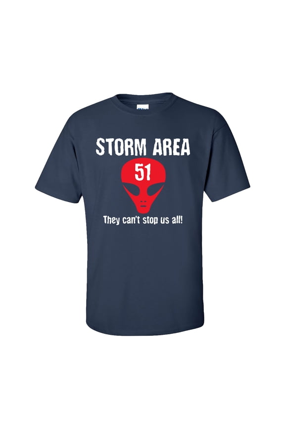 Funny Storm Area 51 Can't Stop Us All Adult Short Sleeve T-Shirt-Navy-XXL