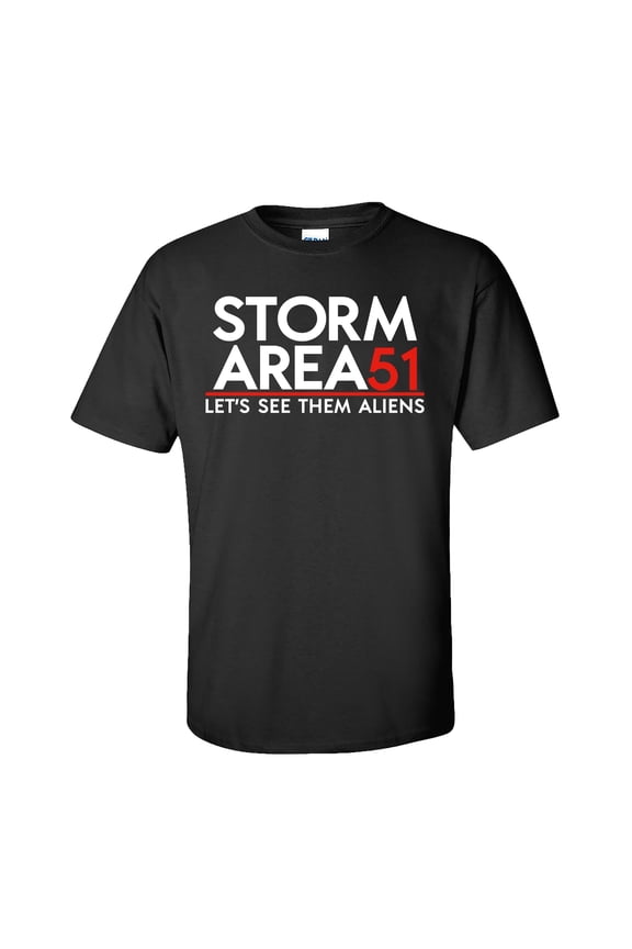 Funny Storm Area 51 Let's See Them Aliens Adult Short Sleeve T-Shirt-Black-Medium