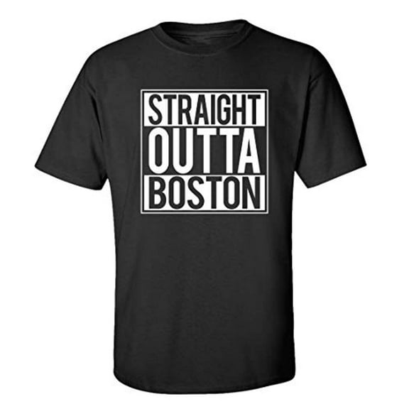 Funny Straight Outta Boston Adult Men's Short Sleeve T-Shirt-Black-6XL