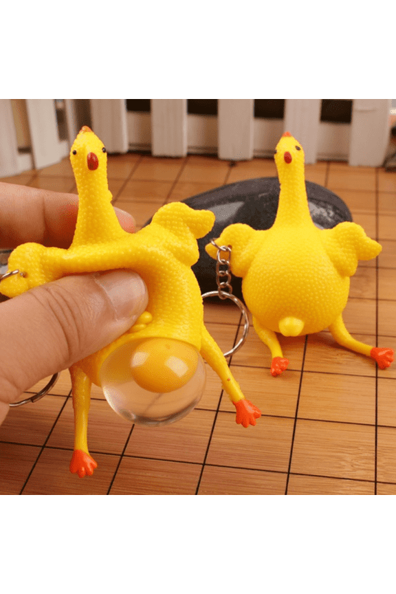 Funny Stress Relieve Squeeze Toys Chicken and Eggs Key Chain Toy