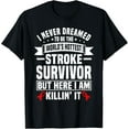thumbnail image 1 of Funny Stroke Survivor Humor Red Ribbon Stroke Support Groups T-Shirt, 1 of 4